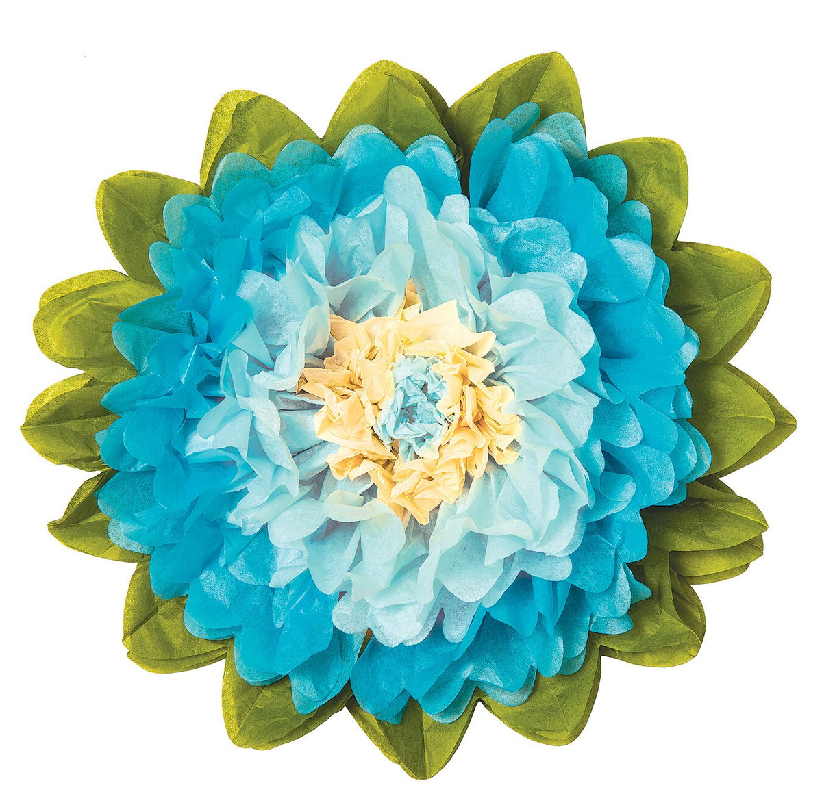 Medium Turquoise Blue 10 Inch Tissue Paper Flower - PaperLanternStore.com - Paper Lanterns, Decor, Party Lights &amp; More