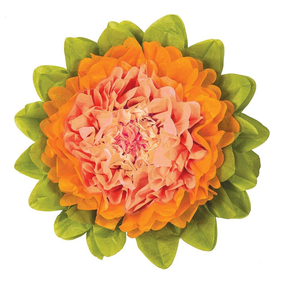 Large Cantaloupe Orange 15 Inch Tissue Paper Flower - PaperLanternStore.com - Paper Lanterns, Decor, Party Lights &amp; More