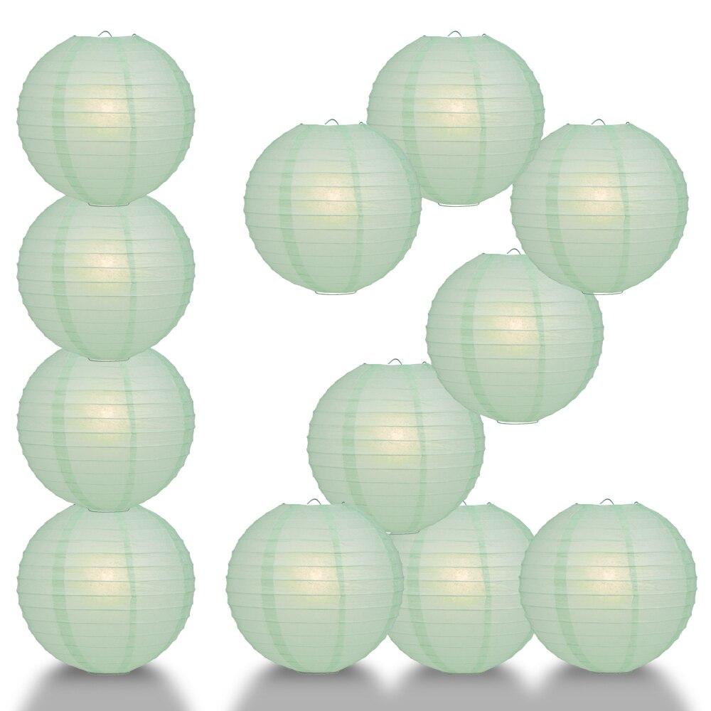 BULK PACK (12) 16&quot; Cool Mint Green Round Paper Lantern, Even Ribbing, Chinese Hanging Wedding &amp; Party Decoration - PaperLanternStore.com - Paper Lanterns, Decor, Party Lights &amp; More