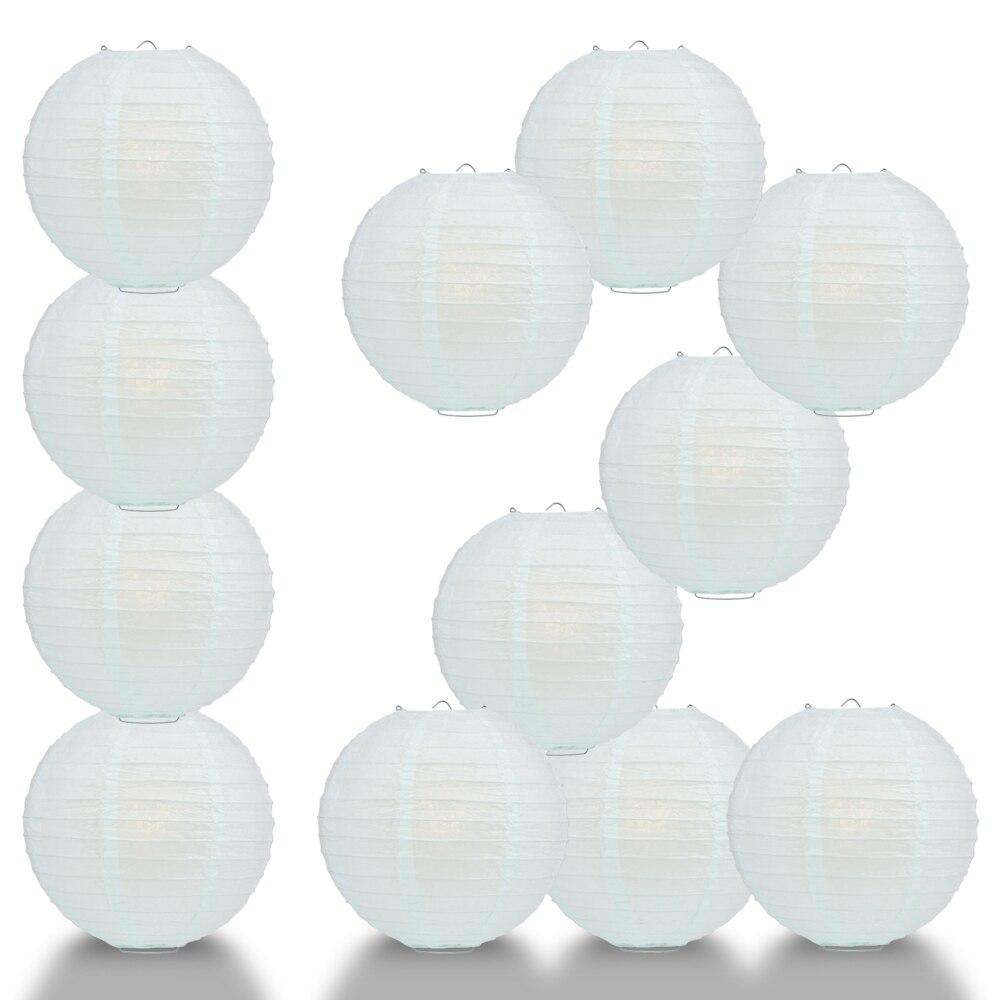 BULK PACK (12) 16&quot; Arctic Spa Blue Round Paper Lantern, Even Ribbing, Chinese Hanging Wedding &amp; Party Decoration - PaperLanternStore.com - Paper Lanterns, Decor, Party Lights &amp; More