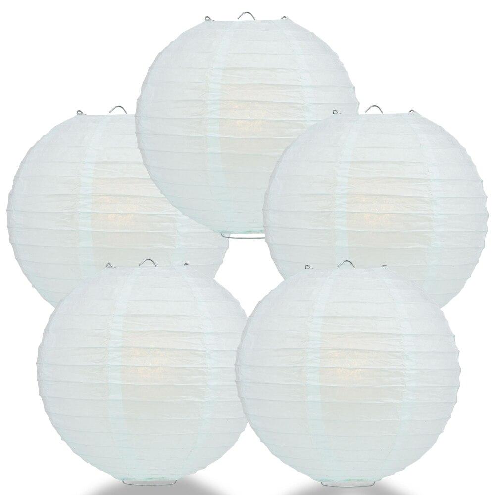 BULK PACK (5) 16&quot; Arctic Spa Blue Round Paper Lantern, Even Ribbing, Chinese Hanging Wedding &amp; Party Decoration - PaperLanternStore.com - Paper Lanterns, Decor, Party Lights &amp; More