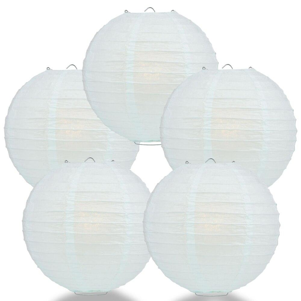 BULK PACK (5) 28" Arctic Spa Blue Jumbo Round Paper Lantern, Even Ribbing, Chinese Hanging Wedding & Party Decoration - PaperLanternStore.com - Paper Lanterns, Decor, Party Lights & More