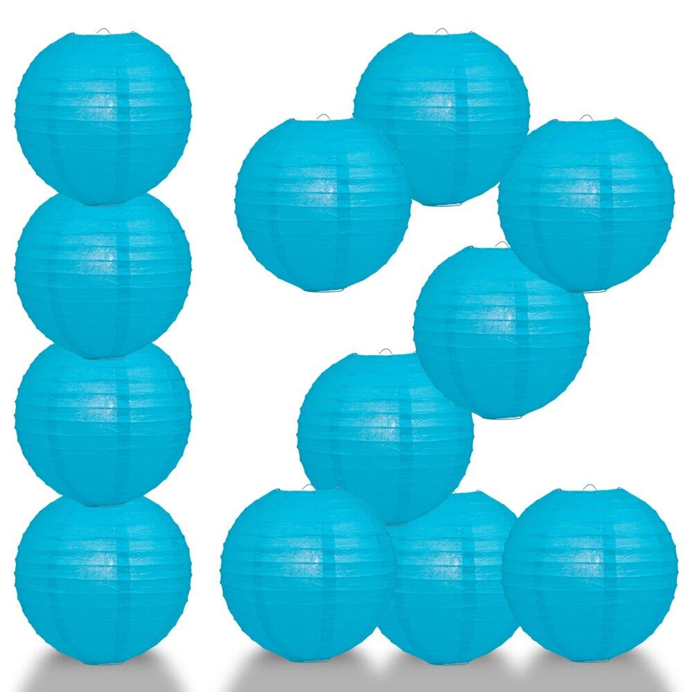 BULK PACK (12) 20&quot; Turquoise Round Paper Lantern, Even Ribbing, Chinese Hanging Wedding &amp; Party Decoration - PaperLanternStore.com - Paper Lanterns, Decor, Party Lights &amp; More