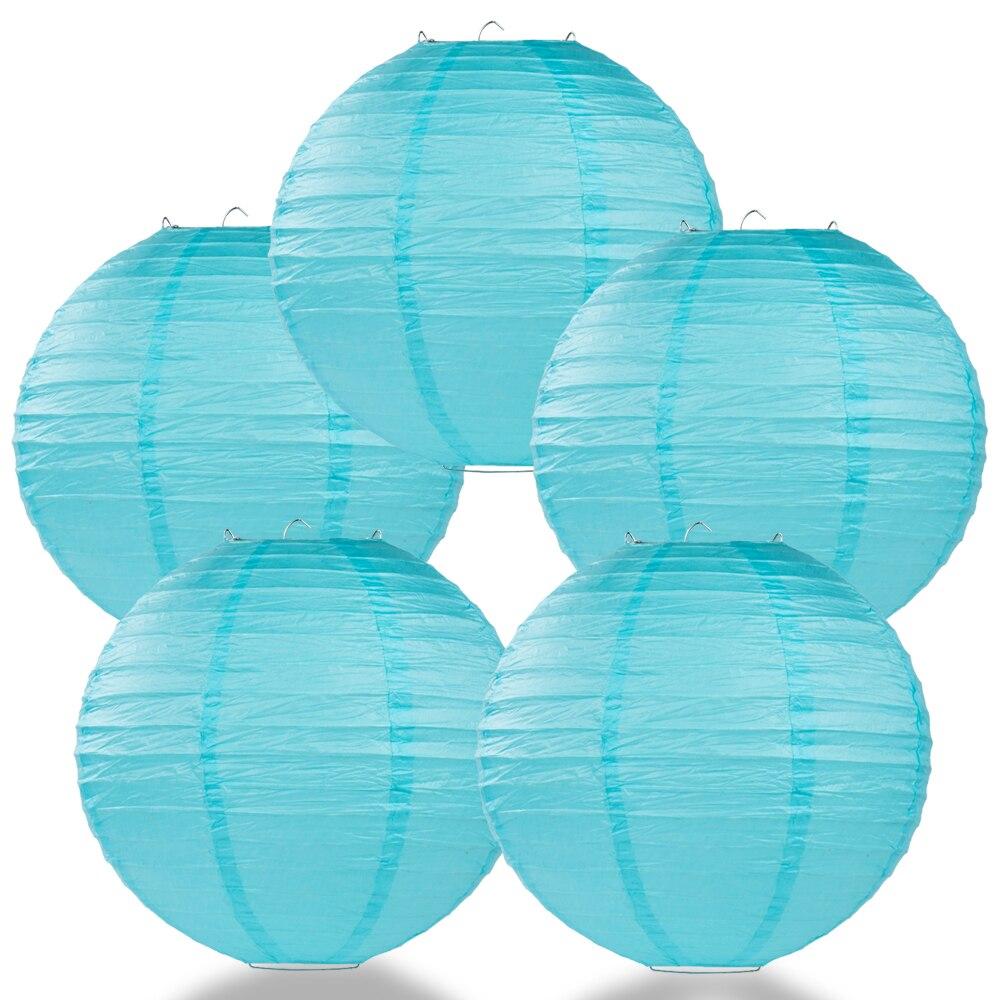 BULK PACK (5) 28" Baby Blue Jumbo Round Paper Lantern, Even Ribbing, Chinese Hanging Wedding & Party Decoration - PaperLanternStore.com - Paper Lanterns, Decor, Party Lights & More