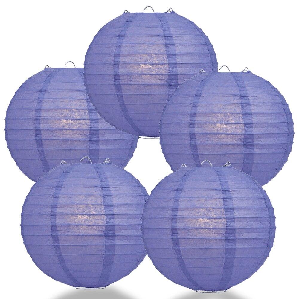 BULK PACK (5) 36" Astra Blue / Very Periwinkle Jumbo Round Paper Lantern, Even Ribbing, Chinese Hanging Wedding & Party Decoration - PaperLanternStore.com - Paper Lanterns, Decor, Party Lights & More