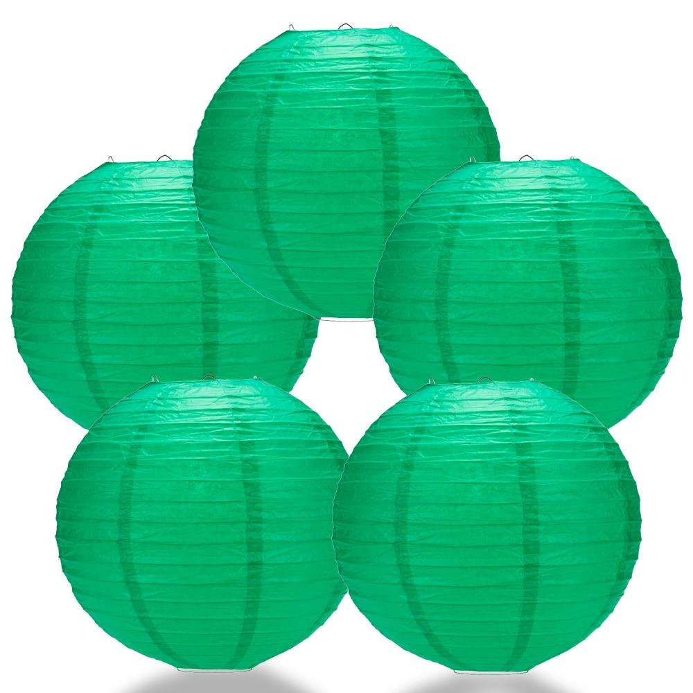 BULK PACK (5) 36" Arcadia Teal Jumbo Round Paper Lantern, Even Ribbing, Chinese Hanging Wedding & Party Decoration - PaperLanternStore.com - Paper Lanterns, Decor, Party Lights & More