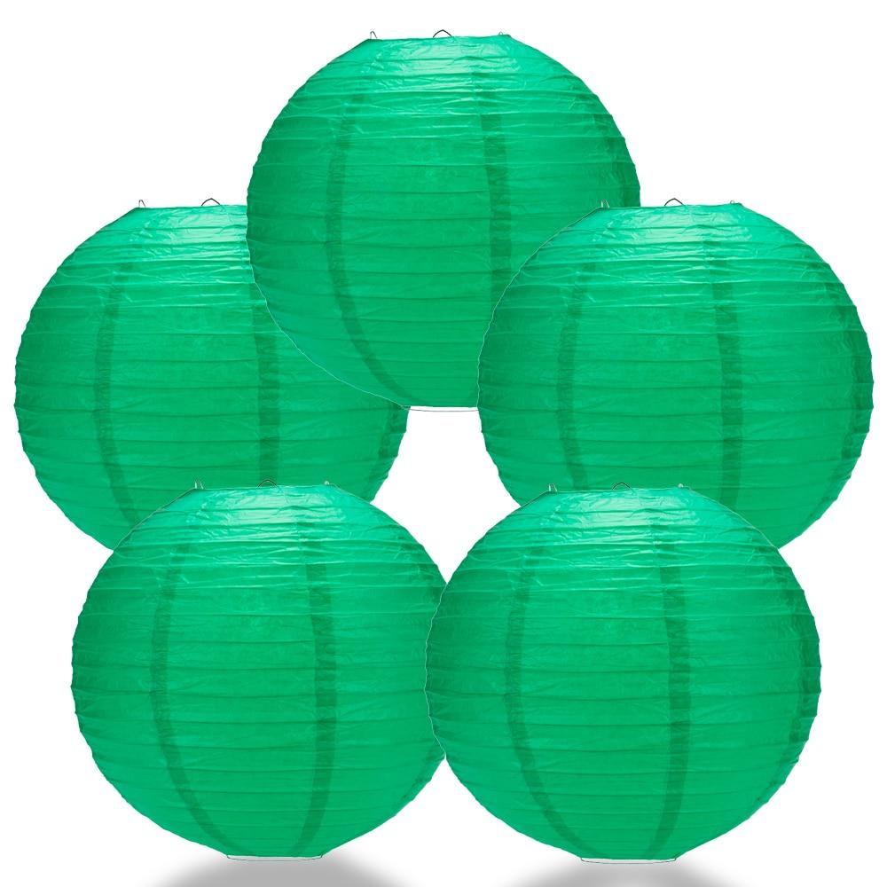BULK PACK (5) 6" Arcadia Teal Round Paper Lantern, Even Ribbing