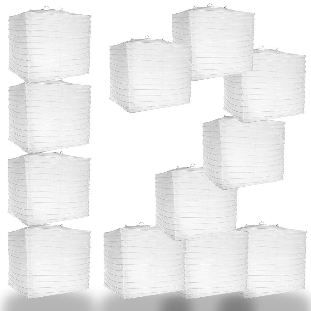 BULK PACK (12) 10" White Shimmering Nylon Square Lantern - PaperLanternStore.com - Paper Lanterns, Decor, Party Lights & More