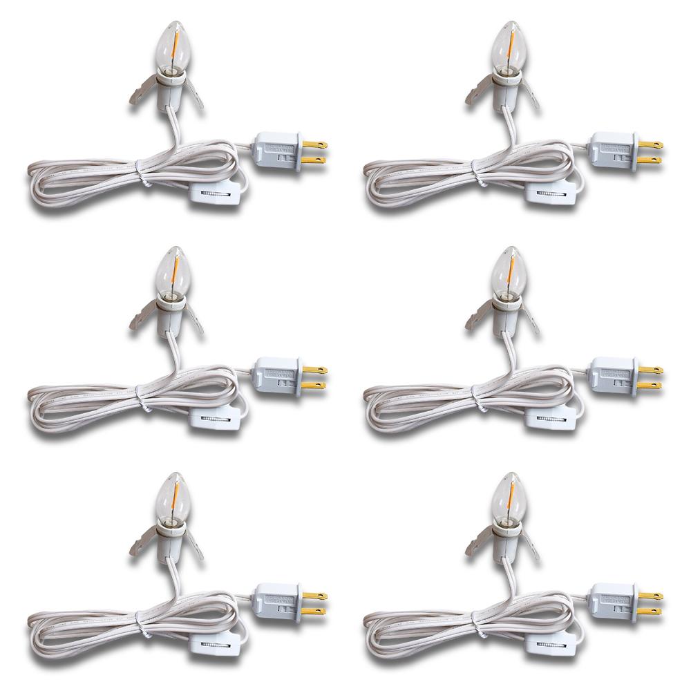 Accessory Lamp Cord for Craft Hobby Christmas Ceramic Village Houses, Salt Lamps, Table Lanterns w/ E12 Base, Shatterproof Light Bulb, Switch, 6 Ft - PaperLanternStore.com - Paper Lanterns, Decor, Party Lights &amp; More