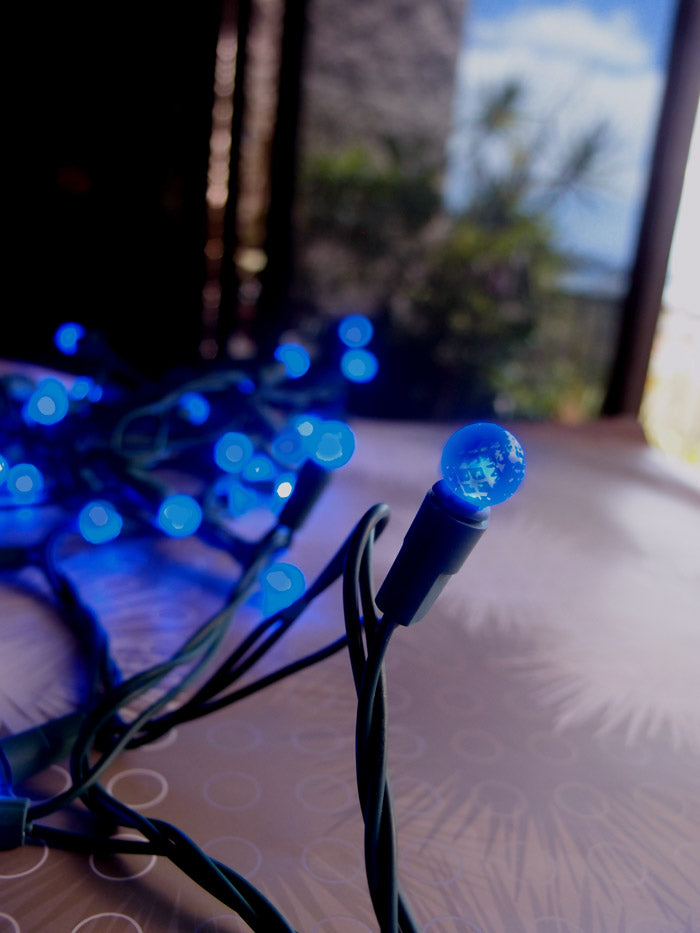 70 Outdoor Blue LED G12 Raspberry String Lights, 23.6 FT Green Cord, Weatherproof, Expandabl - PaperLanternStore.com - Paper Lanterns, Decor, Party Lights &amp; More