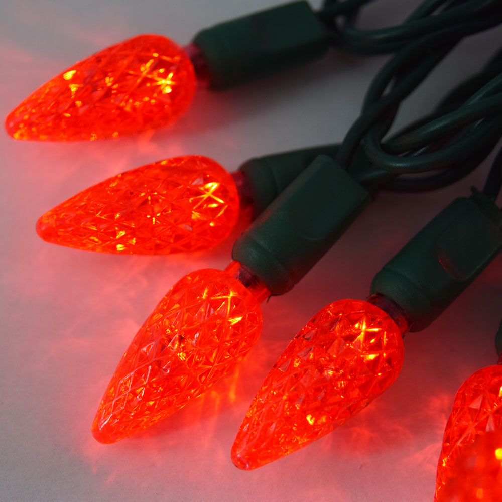 70 Outdoor Red LED C6 Strawberry String Lights, 24 FT Green Cord, Weatherproof, Expandable - PaperLanternStore.com - Paper Lanterns, Decor, Party Lights &amp; More