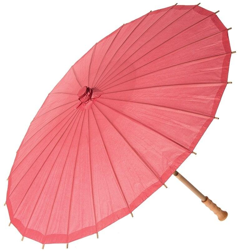 Coral Pink 32 Inch Premium Paper Parasol - PaperLanternStore.com - Paper Lanterns, Decor, Party Lights &amp; More