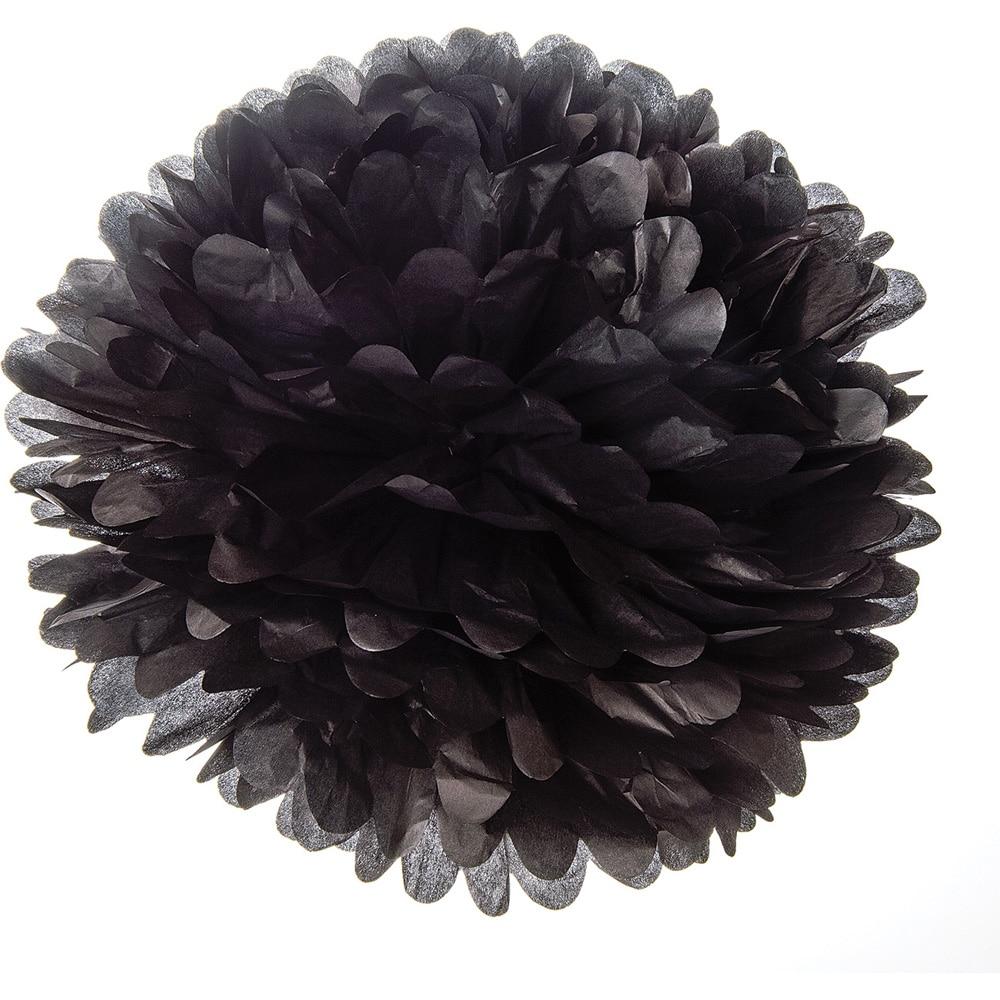 Black 10 Inch Tissue Paper Flower Pom Pom - PaperLanternStore.com - Paper Lanterns, Decor, Party Lights &amp; More