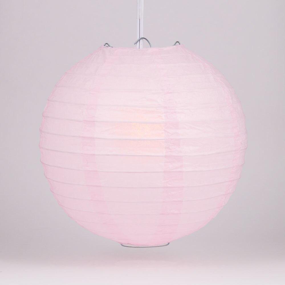 BULK PACK (5) 14" Pink Round Paper Lantern, Even Ribbing, Chinese Hanging Wedding & Party Decoration - PaperLanternStore.com - Paper Lanterns, Decor, Party Lights & More