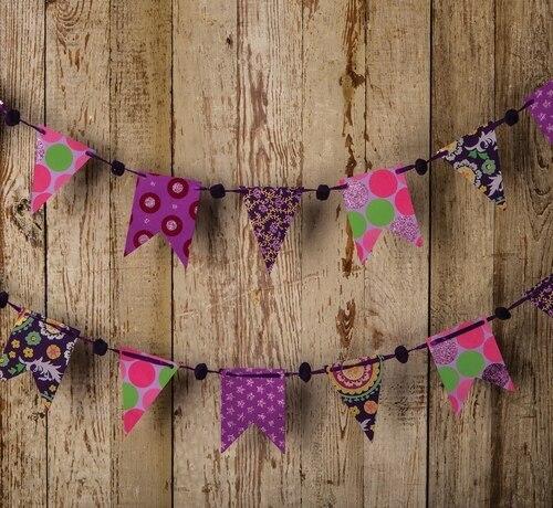 BLOWOUT Purple Paper Small Pennant and Flag Banner - PaperLanternStore.com - Paper Lanterns, Decor, Party Lights &amp; More