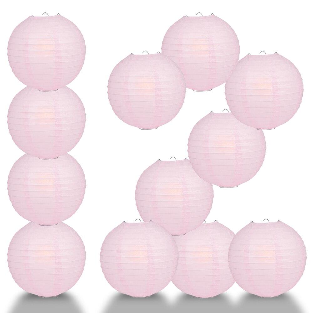 BULK PACK (12) 24&quot; Pink Round Paper Lantern, Even Ribbing, Chinese Hanging Wedding &amp; Party Decoration - PaperLanternStore.com - Paper Lanterns, Decor, Party Lights &amp; More