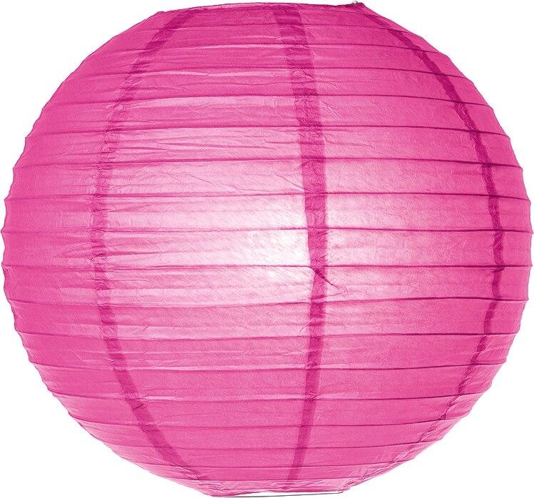 Bambina Pink 24 Inch Round Parallel Ribbed Premium Paper Lantern - PaperLanternStore.com - Paper Lanterns, Decor, Party Lights &amp; More
