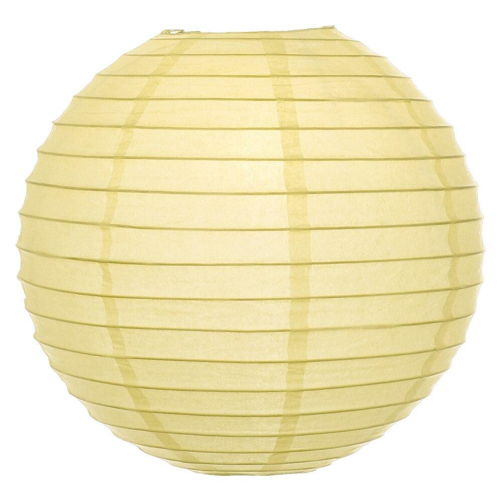 Lemonade Yellow 8 Inch Round Parallel Ribbed Premium Paper Lantern - PaperLanternStore.com - Paper Lanterns, Decor, Party Lights &amp; More