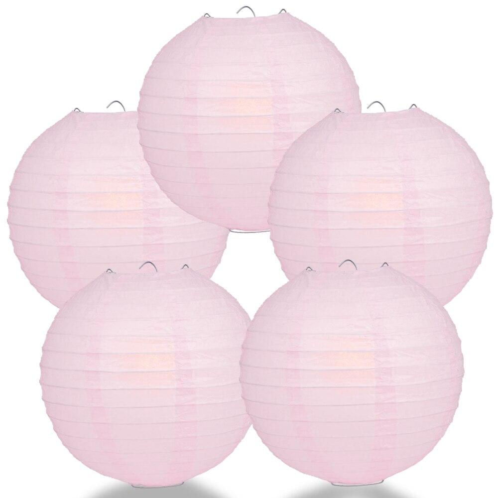 BULK PACK (5) 24&quot; Pink Round Paper Lantern, Even Ribbing, Chinese Hanging Wedding &amp; Party Decoration - PaperLanternStore.com - Paper Lanterns, Decor, Party Lights &amp; More