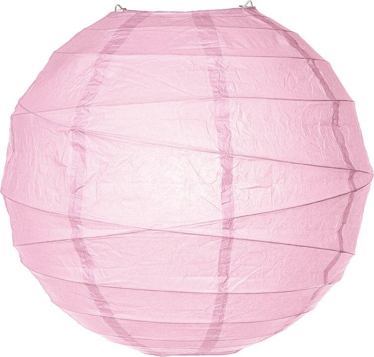 Light Pink 24 Inch Round No Frills Free-Styled Ribbed Paper Lantern - PaperLanternStore.com - Paper Lanterns, Decor, Party Lights &amp; More