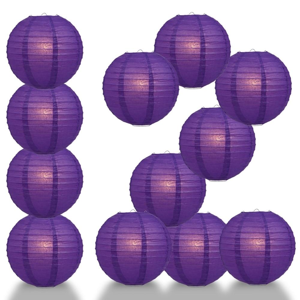 BULK PACK 12 6 Dark Purple Round Paper Lantern Even Ribbing Hanging Decoration on Sale Now Chinese Lanterns PaperLanternStore Cheap Lanterns at Bulk Wholesale Best Prices PaperLanternStore Pap...