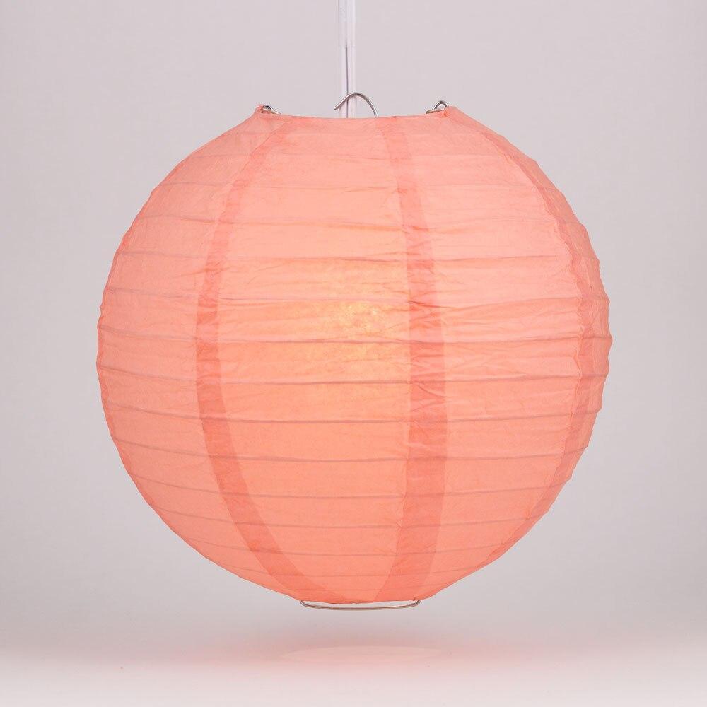 BULK PACK (5) 16" Roseate / Pink Coral Round Paper Lantern, Even Ribbing, Chinese Hanging Wedding & Party Decoration - PaperLanternStore.com - Paper Lanterns, Decor, Party Lights & More