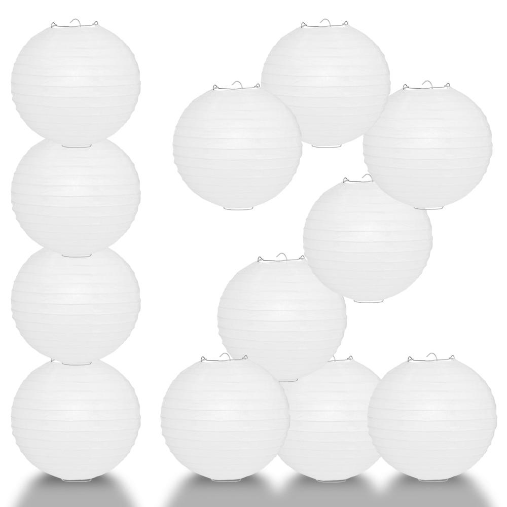 BULK PACK (12) 24&quot; White Round Paper Lantern, Even Ribbing, Chinese Hanging Wedding &amp; Party Decoration - PaperLanternStore.com - Paper Lanterns, Decor, Party Lights &amp; More