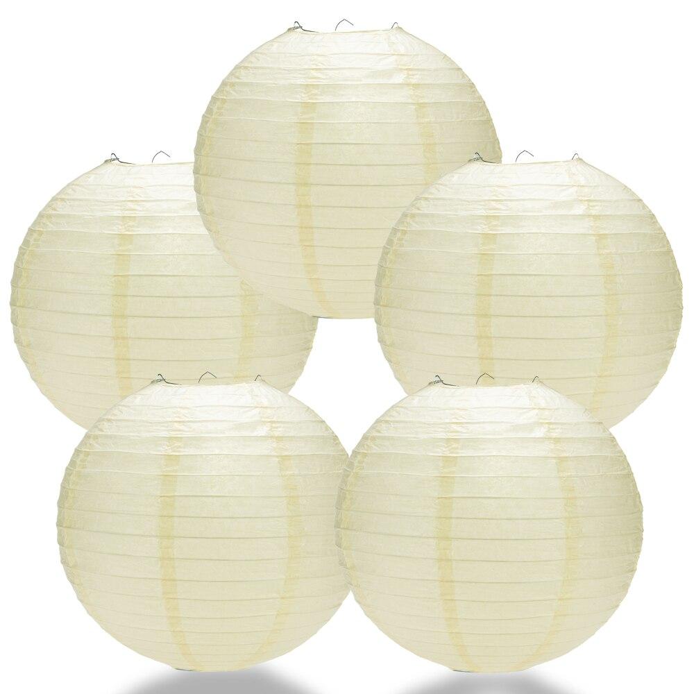 BULK PACK (5) 10&quot; Ivory Round Paper Lantern, Even Ribbing, Chinese Hanging Wedding &amp; Party Decoration - PaperLanternStore.com - Paper Lanterns, Decor, Party Lights &amp; More