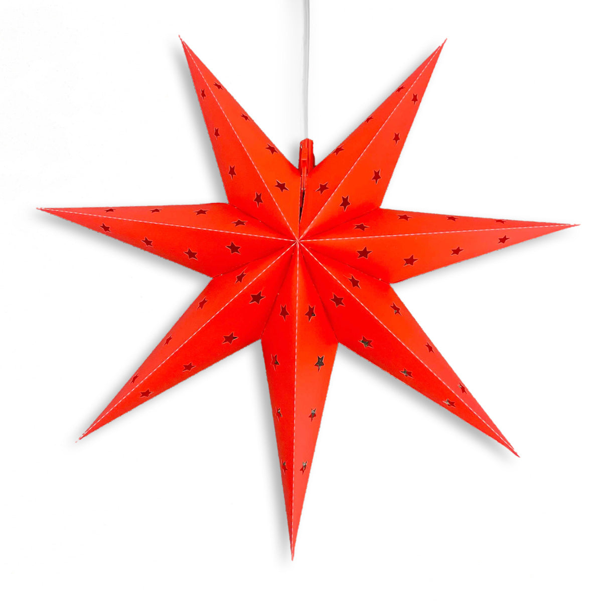 24&quot; Red 7-Point Weatherproof Star Lantern Lamp, Hanging Decoration