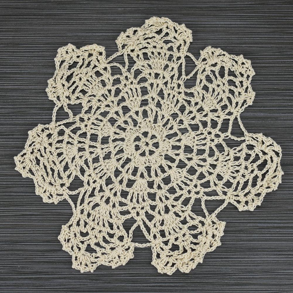 7&quot; Bloom Shaped Crochet Lace Doilies Placemats, Handmade Cotton - Beige (2 PACK) - PaperLanternStore.com - Paper Lanterns, Decor, Party Lights &amp; More