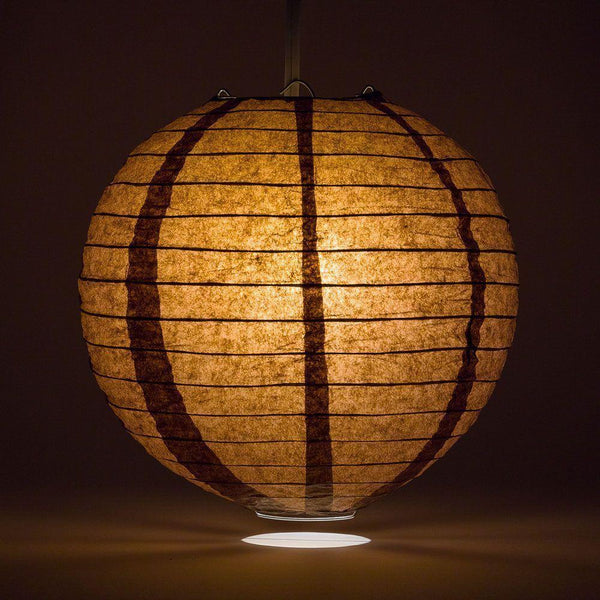 8" Brown Round Paper Lantern, Even Ribbing, Chinese Hanging Wedding & Party Decoration - PaperLanternStore.com - Paper Lanterns, Decor, Party Lights & More
