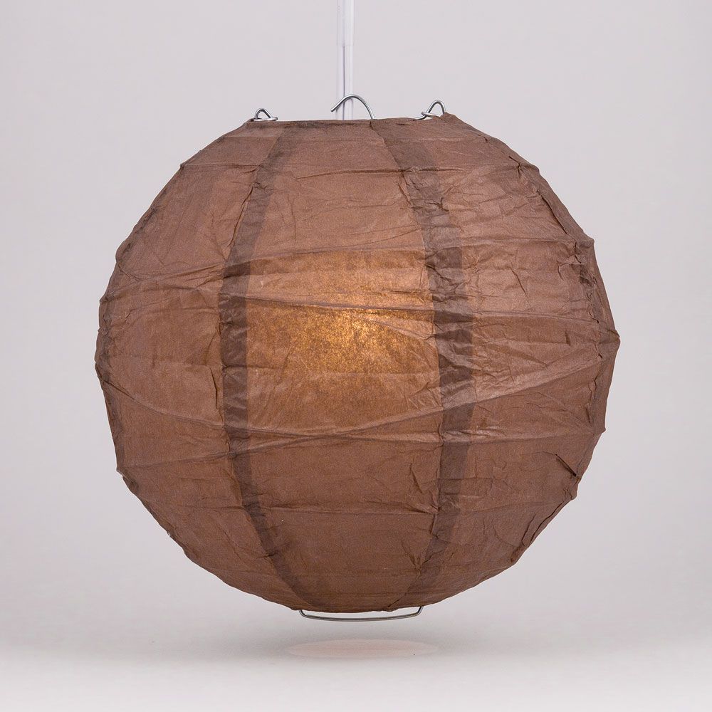 16&quot; Brown Round Paper Lantern, Crisscross Ribbing, Chinese Hanging Wedding &amp; Party Decoration - PaperLanternStore.com - Paper Lanterns, Decor, Party Lights &amp; More