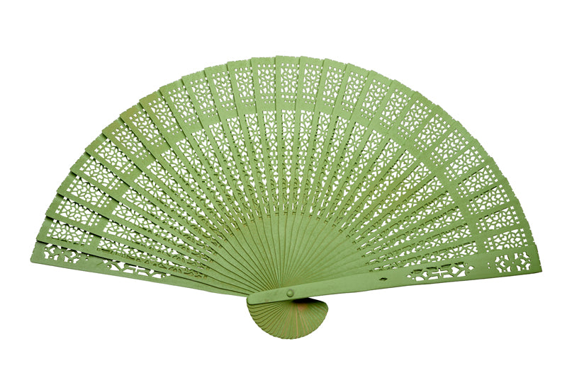 8&quot; Grass Greenery Wood Panel Hand Fan w/ Organza Bag for Weddings - PaperLanternStore.com - Paper Lanterns, Decor, Party Lights &amp; More