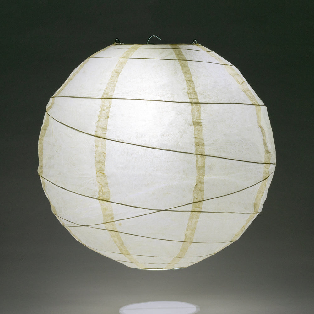 8" Ivory Round Paper Lantern, Crisscross Ribbing, Hanging Decoration - PaperLanternStore.com - Paper Lanterns, Decor, Party Lights & More