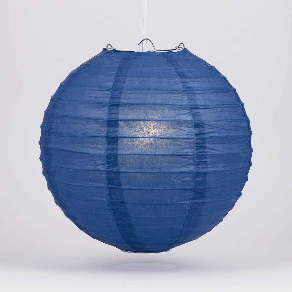 8&quot; Navy Blue Round Paper Lantern, Even Ribbing, Chinese Hanging Wedding &amp; Party Decoration - PaperLanternStore.com - Paper Lanterns, Decor, Party Lights &amp; More