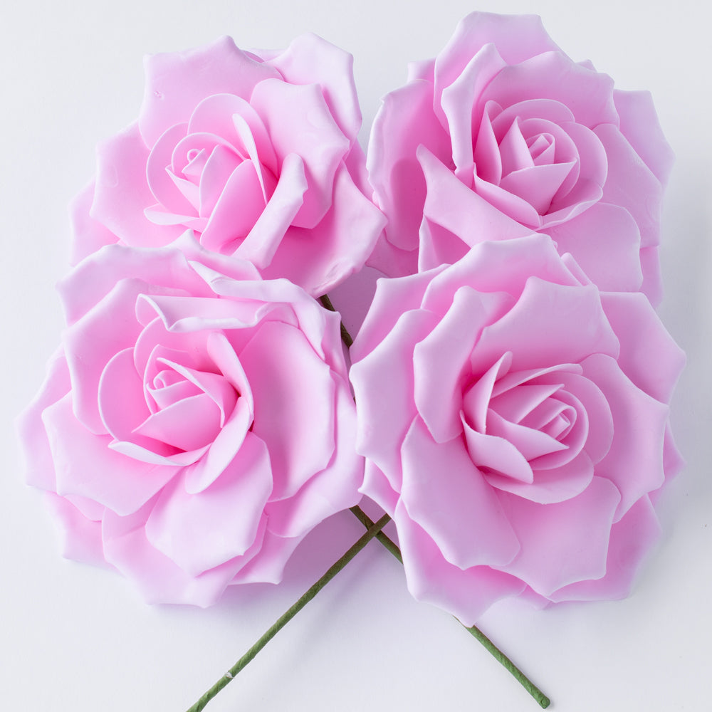 8-Inch Pink Rose Foam Flower Backdrop Wall Decor, 3D Premade (4