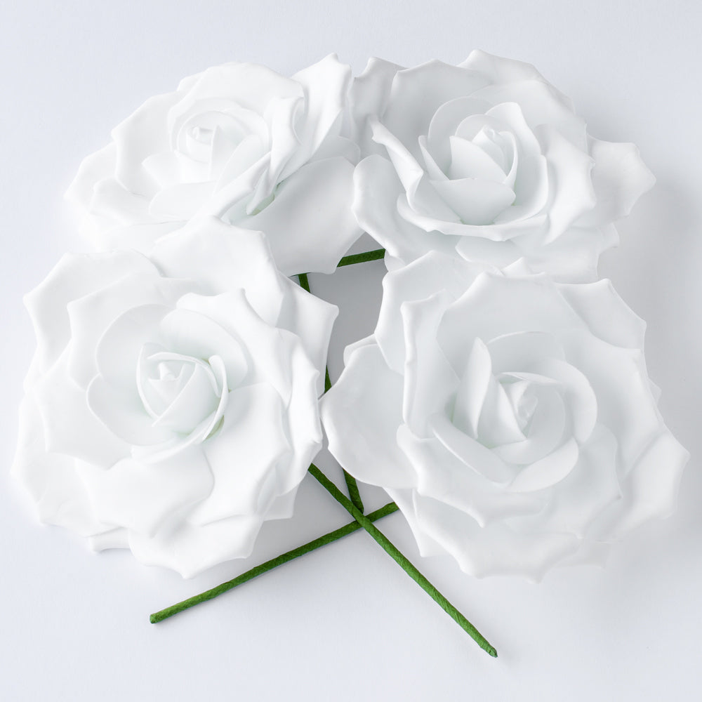 8-Inch White Rose Foam Flower Backdrop Wall Decor, 3D Premade (4-PACK)  for Weddings, Photo Shoots, Birthday Parties and more - PaperLanternStore.com - Paper Lanterns, Decor, Party Lights &amp; More