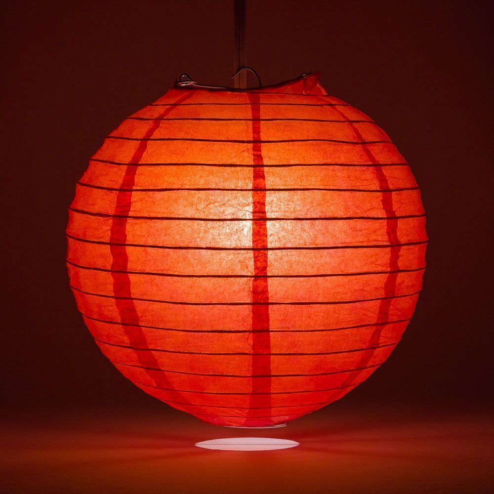 BULK PACK (6) 42" Red Jumbo Round Paper Lantern, Even Ribbing, Chinese Hanging Wedding & Party Decoration - PaperLanternStore.com - Paper Lanterns, Decor, Party Lights & More