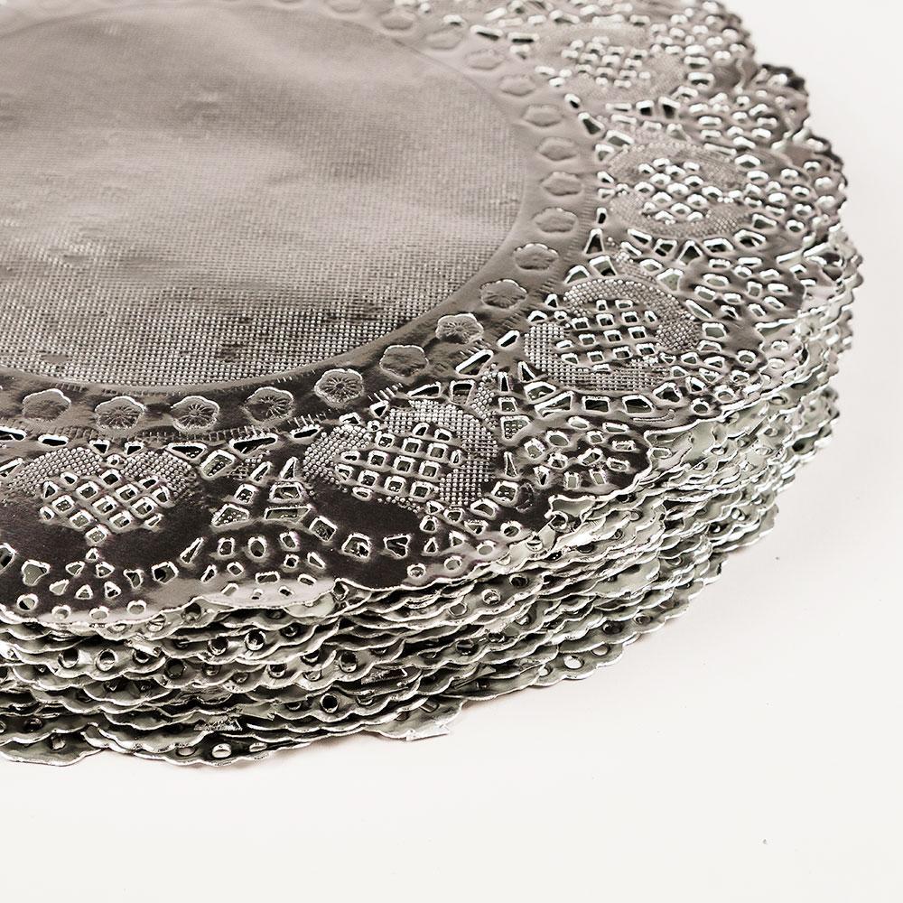 8.5&quot; Round Silver Foil Doily Placemats, Metallic (50 Pack) - PaperLanternStore.com - Paper Lanterns, Decor, Party Lights &amp; More