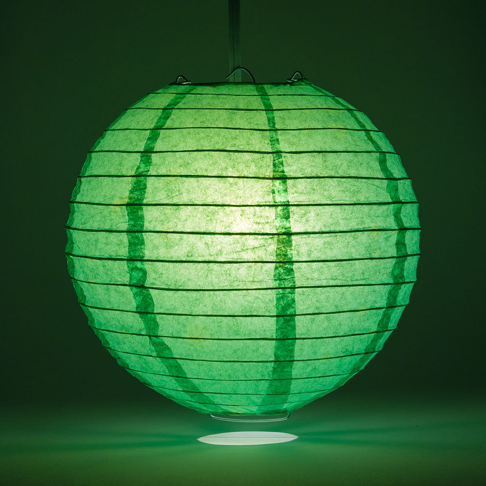 36" Emerald Green Jumbo Round Paper Lantern, Even Ribbing, Chinese Hanging Wedding & Party Decoration - PaperLanternStore.com - Paper Lanterns, Decor, Party Lights & More