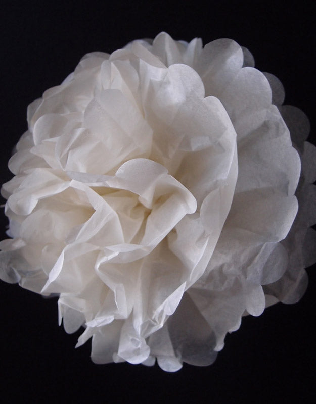 EZ-Fluff 8&quot; Beige Tissue Paper Pom Pom Flowers, Hanging Decorations (4 PACK) - PaperLanternStore.com - Paper Lanterns, Decor, Party Lights &amp; More