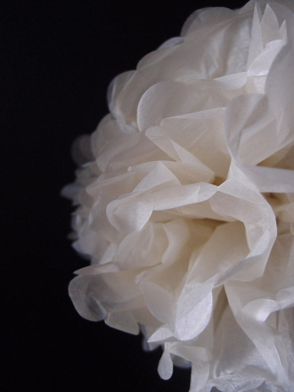 EZ-Fluff 8&quot; Beige Tissue Paper Pom Pom Flowers, Hanging Decorations (4 PACK) - PaperLanternStore.com - Paper Lanterns, Decor, Party Lights &amp; More