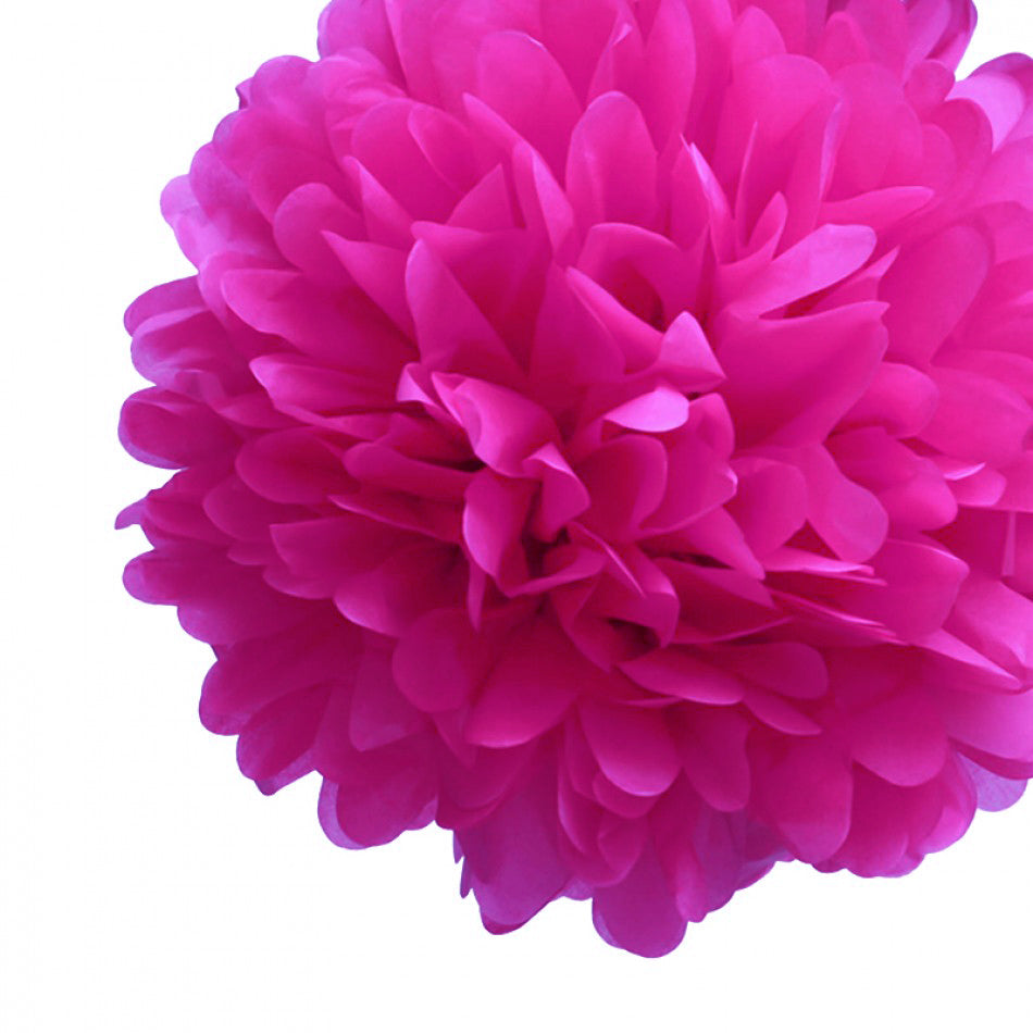 EZ-Fluff 8&quot; Fuchsia Tissue Paper Pom Pom Flowers, Hanging Decorations (4 PACK) - PaperLanternStore.com - Paper Lanterns, Decor, Party Lights &amp; More