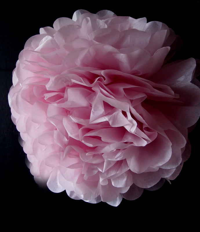 EZ-Fluff 8&quot; Light Pink Tissue Paper Pom Pom Flowers, Hanging Decorations (4 PACK) - PaperLanternStore.com - Paper Lanterns, Decor, Party Lights &amp; More
