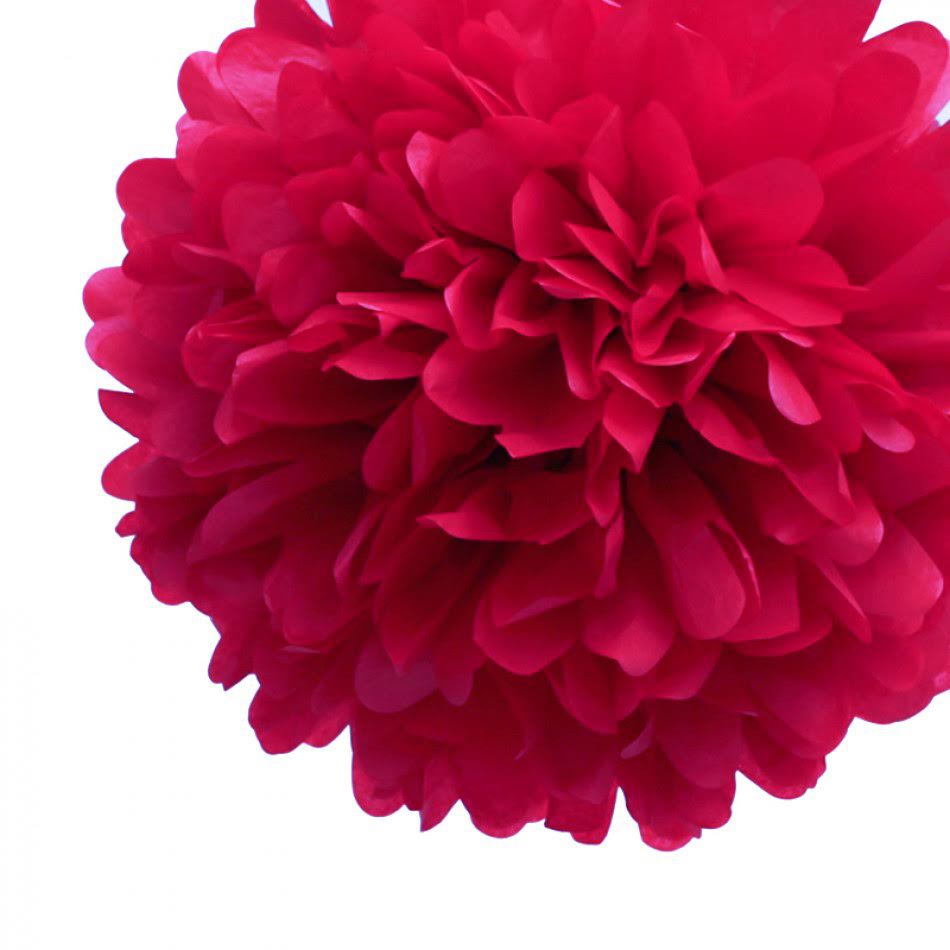 EZ-Fluff 8" Red Tissue Paper Pom Pom Flowers, Hanging Decorations (4 PACK) - PaperLanternStore.com - Paper Lanterns, Decor, Party Lights & More