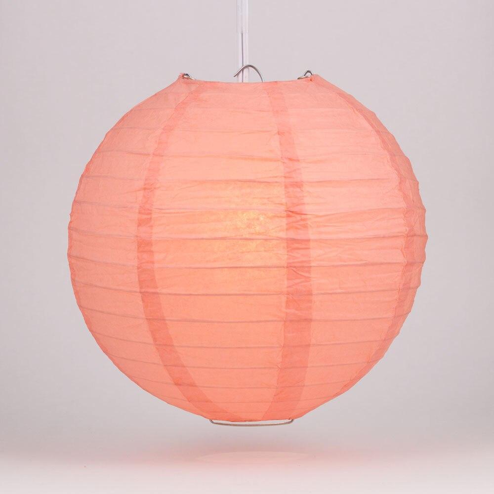 BULK PACK (5) 14&quot; Roseate / Pink Coral Round Paper Lantern, Even Ribbing, Chinese Hanging Wedding &amp; Party Decoration - PaperLanternStore.com - Paper Lanterns, Decor, Party Lights &amp; More