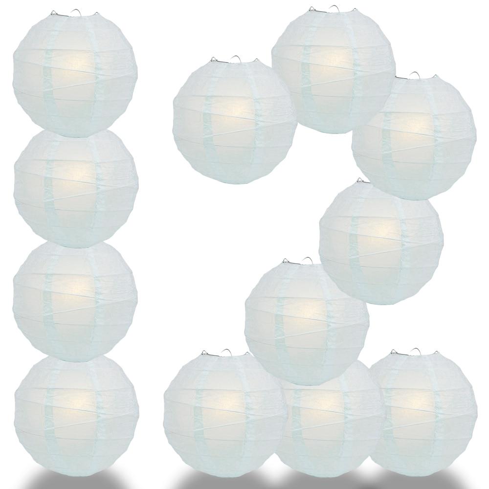 BULK PACK (12) 20&quot; Arctic Spa Blue Round Paper Lantern, Irregular Ribbed, Chinese Hanging Wedding &amp; Party Decoration - PaperLanternStore.com - Paper Lanterns, Decor, Party Lights &amp; More