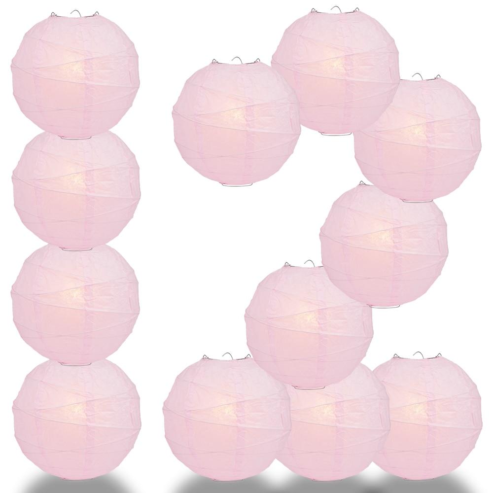 BULK PACK (12) 20" Pink Round Paper Lantern, Crisscross Ribbing, Chinese Hanging Wedding & Party Decoration - PaperLanternStore.com - Paper Lanterns, Decor, Party Lights & More
