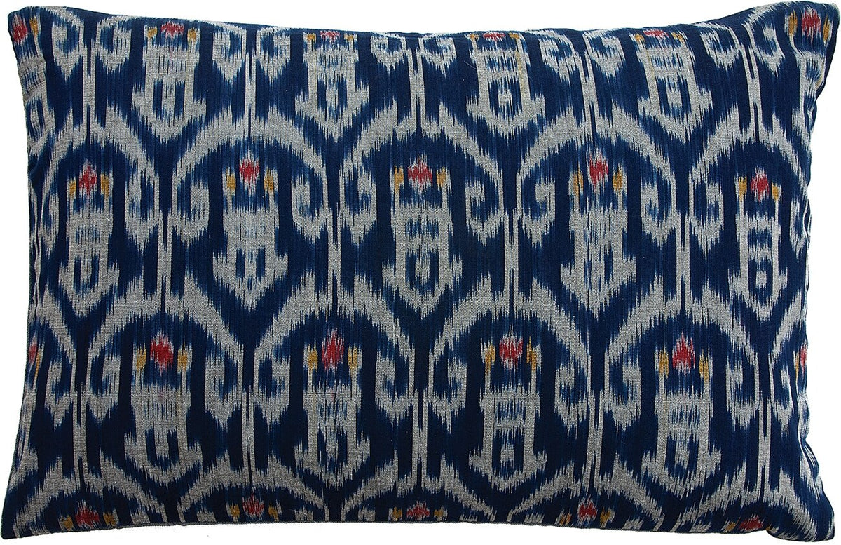 Navy Blue Riana Rectangle Ikat Throw Pillow Cover - PaperLanternStore.com - Paper Lanterns, Decor, Party Lights &amp; More