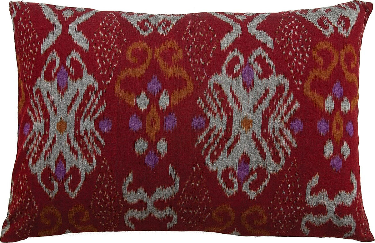Brick Red Nuri Rectangle Ikat Throw Pillow Cover - PaperLanternStore.com - Paper Lanterns, Decor, Party Lights &amp; More